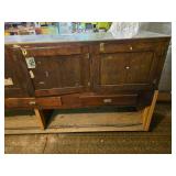 Large Vintage Glass Top and Wood Shop or Store Counter