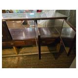 Large Vintage Glass Top and Wood Shop or Store Counter