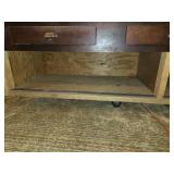 Large Vintage Glass Top and Wood Shop or Store Counter