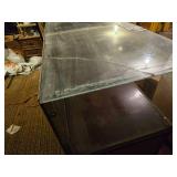 Large Vintage Glass Top and Wood Shop or Store Counter