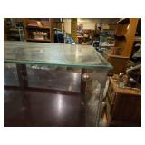 Large Vintage Glass Top and Wood Shop or Store Counter