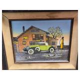 Pair of Framed Vintage Car Garage Silkscreen Prints
