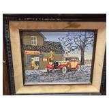 Pair of Framed Vintage Car Garage Silkscreen Prints