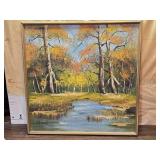 Approx. 31x31 Original Landscape Oil Painting Signed H. Lotney (?)