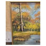 Approx. 31x31 Original Landscape Oil Painting Signed H. Lotney (?)