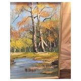 Approx. 31x31 Original Landscape Oil Painting Signed H. Lotney (?)