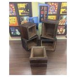 5 Various Trinket Display Boxes - 100+ year old wood - Hand Made