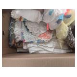 Full Box - Mixed Fabrics/Doylies/Doll Clothes - Clean - Vintage