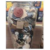 2 Glass Jars - Full of Trinket, Crafting Items - Keys, Shells, Buttons, Thimbles, More