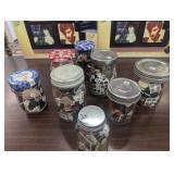8 Glass Jars - Buttons, Keys, Shells, Game Pieces, and More