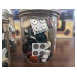 8 Glass Jars - Buttons, Keys, Shells, Game Pieces, and More