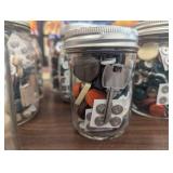 8 Glass Jars - Buttons, Keys, Shells, Game Pieces, and More