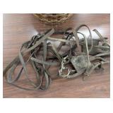 Weaved Basket - Large Old Leather Harness - Unknown