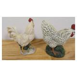 9" x 10" x 5" Wicker Basket with Canvas Inlay and 2 Ceramic Roosters