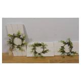 Set of 3 Small Faux Wreath Wall Decor