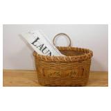 Small Fruit Print Wicker Basket with 5 Hand Crafted Wall/ Shelf Decor