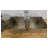 Small Tin Basket with Marble Jar and 2 Faux Tiny Planters