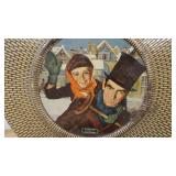 Tiny Tim Cookie Tin with Wooden Pilgrim, Black Rooster Wall Decor, Large Vintage Bell, and 1986 Last Chance Dance Button