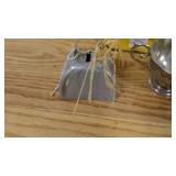 Vintage Tea Canister with Grater, Pewter Sugar & Creamer Bowls, Wooden Scooper, and Farmhouse Bell