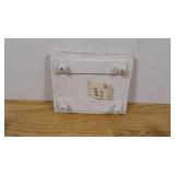 Small Wooden Riser with 2 Ceramic Fishing Frogs