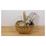 Medium Wicker Basket with 7 Hand Crafted Wall Decor
