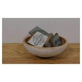 Natural Wooden Bowl with 8 Hand Crafted Wall Signs