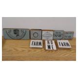 Natural Wooden Bowl with 8 Hand Crafted Wall Signs