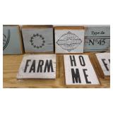 Natural Wooden Bowl with 8 Hand Crafted Wall Signs