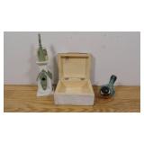 Wood Jewelry Box, Decorative Bird House, and Wood Carved Bird