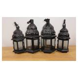 Lot of 4 Black Hangable Candle Lanterns