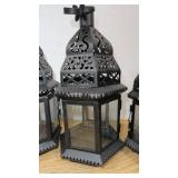 Lot of 4 Black Hangable Candle Lanterns