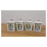 Lot of 4 Small White Hangable Candle Lanterns