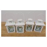 Lot of 4 Small White Hangable Candle Lanterns