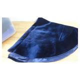 Bin of 6 Blue Velvet Tree Skirts & Mixed Vinyl Table Clothes