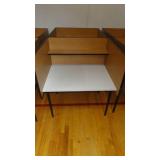White and Brown 35"W x30"D x 24.5"/40.5"H Privacy Desk w/ Shelving