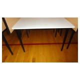 White and Brown 35"W x30"D x 24.5"/40.5"H Privacy Desk w/ Shelving