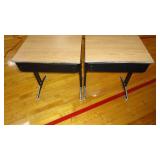 Set of 2 Hatch Top Adjustable Height School Desks-Black/ Brown