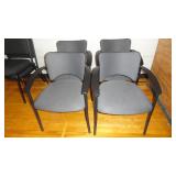 Set of 4 Fabric Backed Office Chairs with Arm Rests