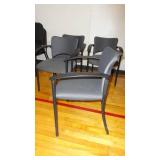 Set of 4 Fabric Backed Office Chairs with Arm Rests