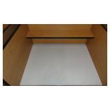 White and Brown 35"W x30"D x 24.5"/40.5"H Privacy Desk w/ Shelving