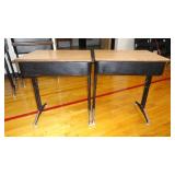 Set of 2 Hatch Top Adjustable Height School Desks-Black/ Brown