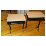 Pair of 2 Black and Brown Cubby Style School Writing Desk-Adjustable Height