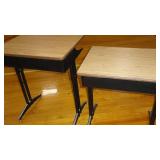 Pair of 2 Black and Brown Cubby Style School Writing Desk-Adjustable Height