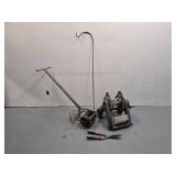 Hose reel - vintage push garden cultivator / plow - hedge shears - ~ 5