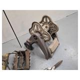 Hose reel - vintage push garden cultivator / plow - hedge shears - ~ 5