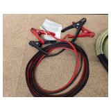 12 ft jumper cables and a 4" wide heavy duty tow strap