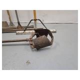 vintage thatching rakes, floor squeegees, vintage auger style post hole digger (7 items)