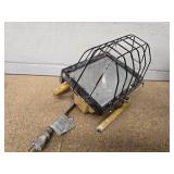 Vintage metal Kenworth sign, portable light, and mini tool case with a variety of tools