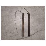 2 Vintage metal window weights 22" long