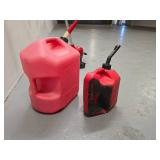 Master Craft Electric lawn mower/edge trimmer (runs but needs trimmer line) and 2 gas cans (2 gal and 6 gal)